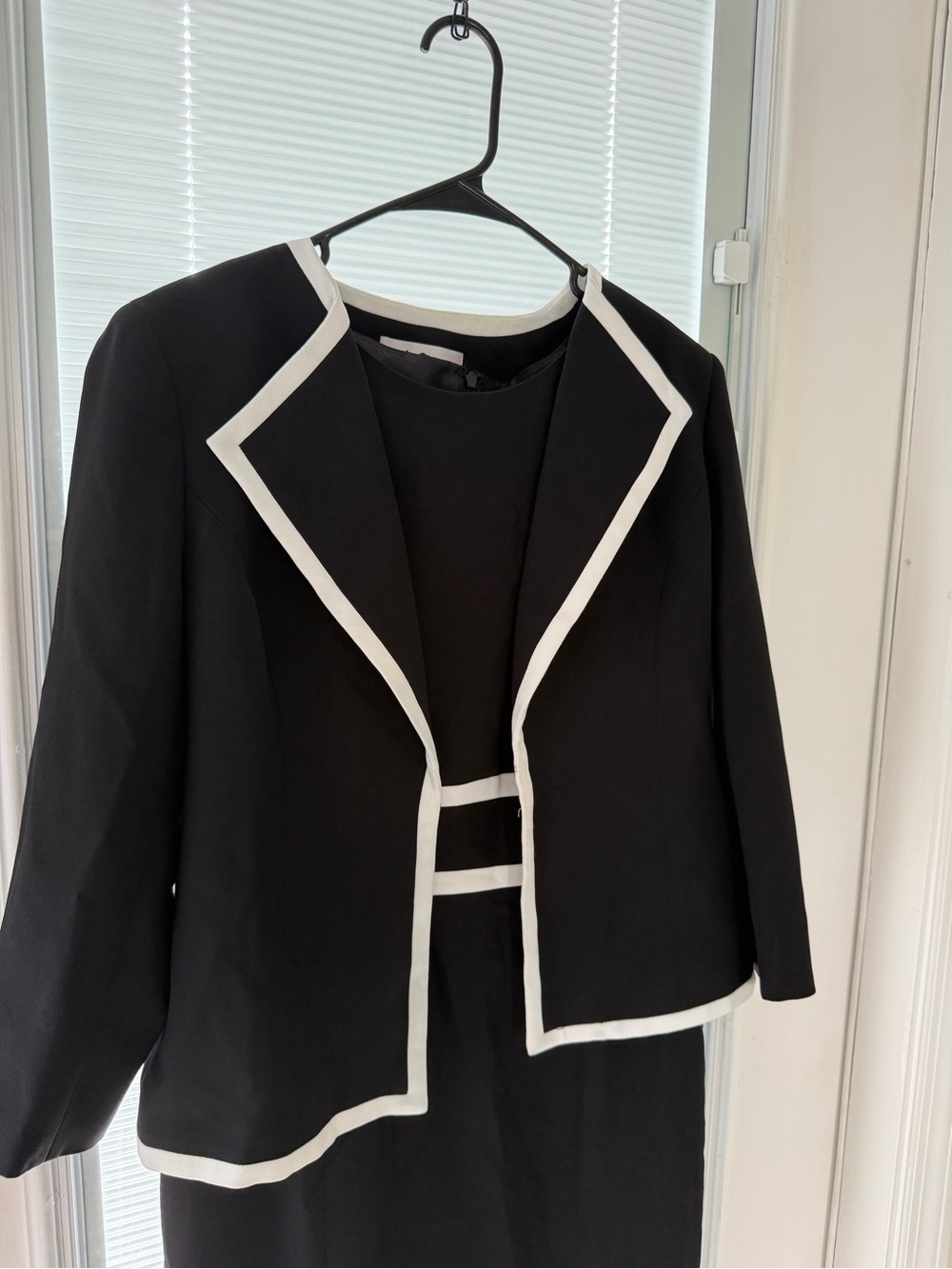 Le Suit Black Jacket with White Trim